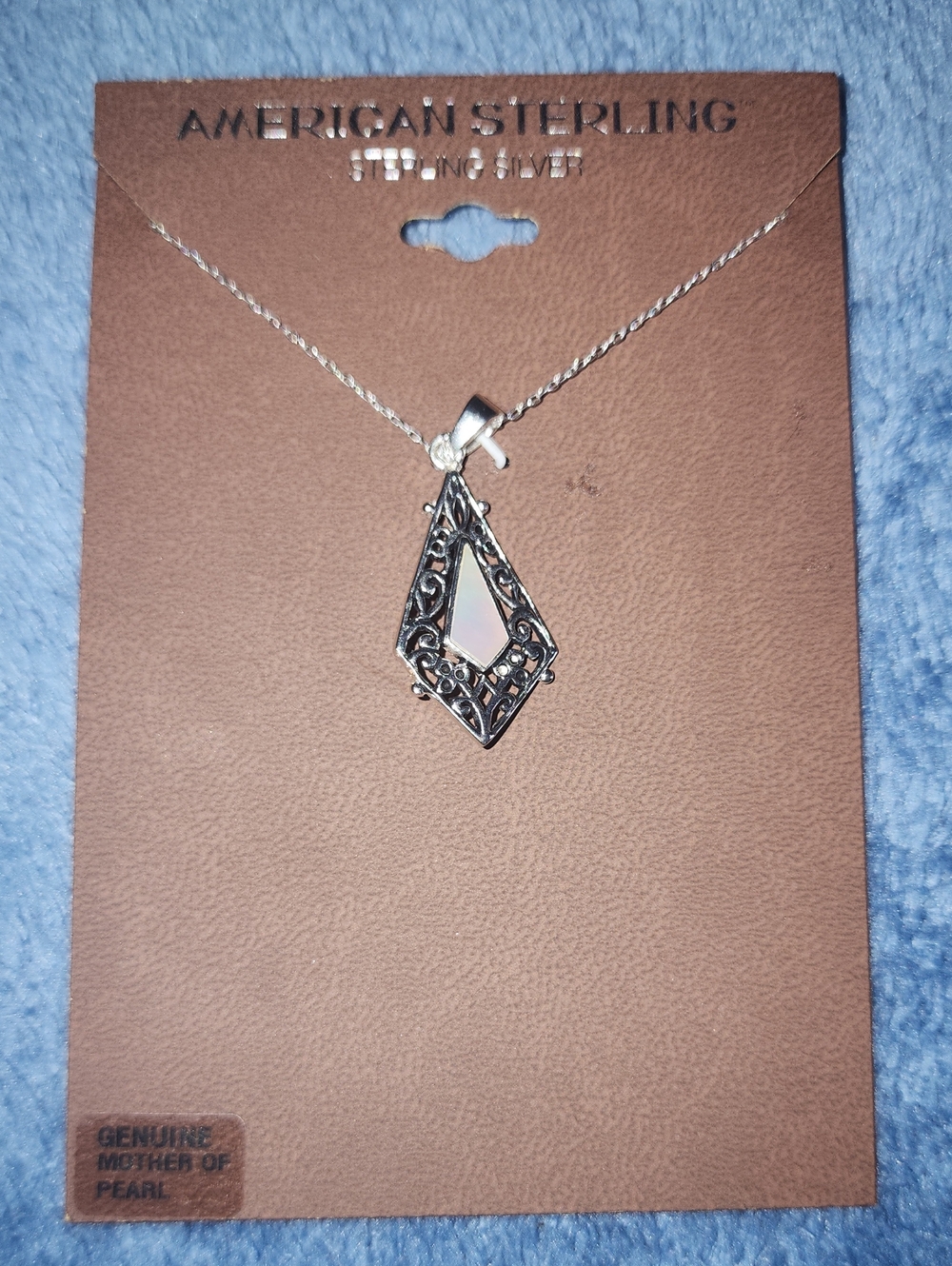 Silver Mother of Pearl Pendant Necklace - White Sterling Silver